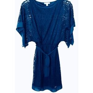 ESTABLISHED 1962 LACE, MIDI, FIT/FLARE, WAIST DRESS, WOMENS, 8, NAVY BLUE, SASH